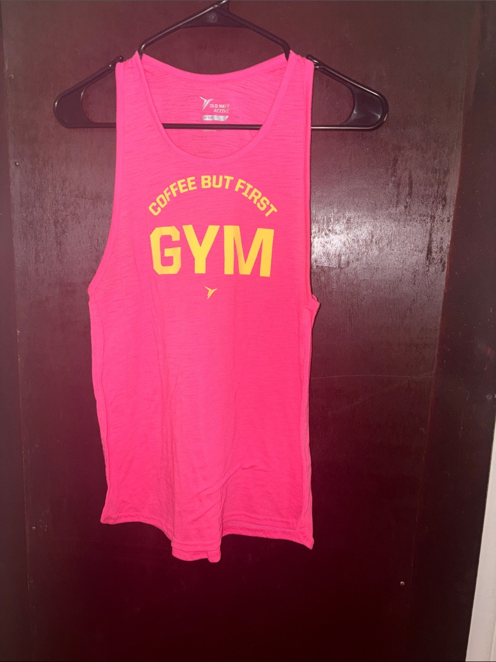 Old Navy Pink Tank Top with Yellow 'GYM' Print
